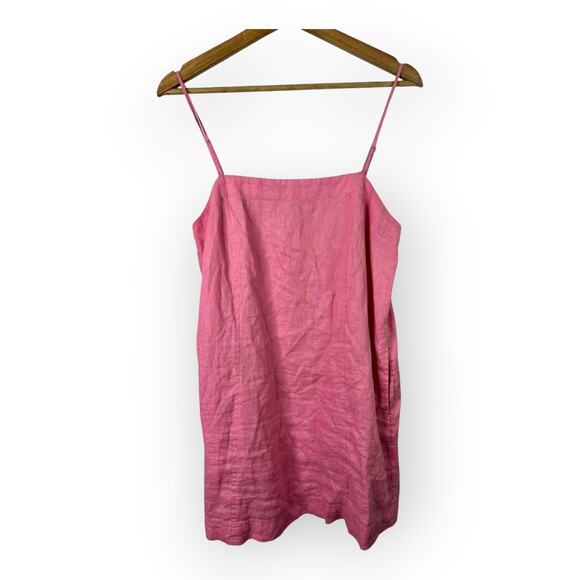 Madewell Womens size 6 Goldie Mini Dress in 100% Linen Retro Rose Square Neck - Picture 3 of 12